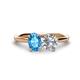 1 - Tanya Oval Shape Blue Topaz & Cushion Shape GIA Certified Diamond 2 Stone Duo Ring 
