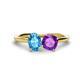 1 - Tanya Oval Shape Blue Topaz & Cushion Shape Amethyst 2 Stone Duo Ring 