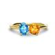 1 - Tanya Oval Shape Blue Topaz & Cushion Shape Citrine 2 Stone Duo Ring 