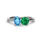 1 - Tanya Oval Shape Blue Topaz & Cushion Shape Emerald 2 Stone Duo Ring 