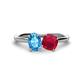 1 - Tanya Oval Shape Blue Topaz & Cushion Shape Ruby 2 Stone Duo Ring 