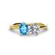 1 - Tanya Oval Shape Blue Topaz & Cushion Shape GIA Certified Diamond 2 Stone Duo Ring 