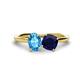 1 - Tanya Oval Shape Blue Topaz & Cushion Shape Blue Sapphire 2 Stone Duo Ring 