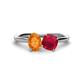 1 - Tanya Oval Shape Citrine & Cushion Shape Ruby 2 Stone Duo Ring 