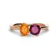 1 - Tanya Oval Shape Citrine & Cushion Shape Rhodolite Garnet 2 Stone Duo Ring 