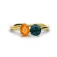 1 - Tanya Oval Shape Citrine & Cushion Shape London Blue Topaz 2 Stone Duo Ring 