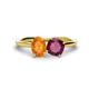 1 - Tanya Oval Shape Citrine & Cushion Shape Rhodolite Garnet 2 Stone Duo Ring 