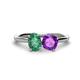 1 - Tanya Oval Shape Lab Created Alexandrite & Cushion Shape Amethyst 2 Stone Duo Ring 