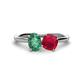 1 - Tanya Oval Shape Lab Created Alexandrite & Cushion Shape Ruby 2 Stone Duo Ring 