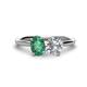 1 - Tanya Oval Shape Lab Created Alexandrite & Cushion Shape Forever Brilliant Moissanite 2 Stone Duo Ring 