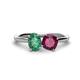 1 - Tanya Oval Shape Lab Created Alexandrite & Cushion Shape Rhodolite Garnet 2 Stone Duo Ring 