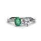 1 - Tanya Oval Shape Lab Created Alexandrite & Cushion Shape IGI Certified Lab Grown Diamond 2 Stone Duo Ring 