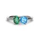 1 - Tanya Oval Shape Lab Created Alexandrite & Cushion Shape Blue Topaz 2 Stone Duo Ring 