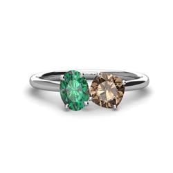 Tanya Oval Shape Lab Created Alexandrite Cushion Shape Smoky Quartz Stone Duo Ring Oval Shape Lab Created Alexandrite Cushion Shape Smoky Quartz ctw Four Prong Womens Stone Duo Engagement Ring Sterling Silver