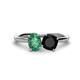 1 - Tanya Oval Shape Lab Created Alexandrite & Cushion Shape Black Onyx 2 Stone Duo Ring 