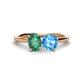 1 - Tanya Oval Shape Lab Created Alexandrite & Cushion Shape Blue Topaz 2 Stone Duo Ring 