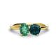 1 - Tanya Oval Shape Lab Created Alexandrite & Cushion Shape London Blue Topaz 2 Stone Duo Ring 