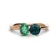 1 - Tanya Oval Shape Lab Created Alexandrite & Cushion Shape London Blue Topaz 2 Stone Duo Ring 