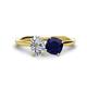 1 - Tanya Oval Shape GIA Certified Diamond & Cushion Shape Blue Sapphire 2 Stone Duo Ring 