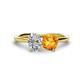 1 - Tanya Oval Shape GIA Certified Diamond & Cushion Shape Citrine 2 Stone Duo Ring 
