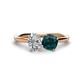 1 - Tanya Oval Shape GIA Certified Diamond & Cushion Shape London Blue Topaz 2 Stone Duo Ring 