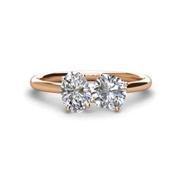 Tanya Oval Shape GIA Certified Diamond Cushion Shape Forever Brilliant Moissanite Stone Duo Ring Oval Shape GIA Certified Diamond Cushion Shape Forever Brilliant Moissanite ctw Four Prong Womens Stone Duo Engagement Ring K Rose Gold