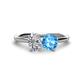 1 - Tanya Oval Shape IGI Certified Lab Grown Diamond & Cushion Shape Blue Topaz 2 Stone Duo Ring 