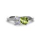 1 - Tanya Oval Shape IGI Certified Lab Grown Diamond & Cushion Shape Peridot 2 Stone Duo Ring 