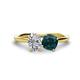 1 - Tanya Oval Shape IGI Certified Lab Grown Diamond & Cushion Shape London Blue Topaz 2 Stone Duo Ring 