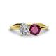 1 - Tanya Oval Shape IGI Certified Lab Grown Diamond & Cushion Shape Rhodolite Garnet 2 Stone Duo Ring 