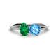1 - Tanya Oval Shape Emerald & Cushion Shape Blue Topaz 2 Stone Duo Ring 