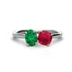1 - Tanya Oval Shape Emerald & Cushion Shape Ruby 2 Stone Duo Ring 