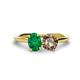 1 - Tanya Oval Shape Emerald & Cushion Shape Smoky Quartz 2 Stone Duo Ring 