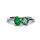 1 - Tanya Oval Shape Emerald & Cushion Shape Lab Created Alexandrite 2 Stone Duo Ring 