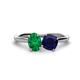 1 - Tanya Oval Shape Emerald & Cushion Shape Blue Sapphire 2 Stone Duo Ring 