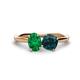 1 - Tanya Oval Shape Emerald & Cushion Shape London Blue Topaz 2 Stone Duo Ring 