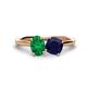 1 - Tanya Oval Shape Emerald & Cushion Shape Blue Sapphire 2 Stone Duo Ring 