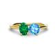 1 - Tanya Oval Shape Emerald & Cushion Shape Blue Topaz 2 Stone Duo Ring 