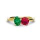 1 - Tanya Oval Shape Emerald & Cushion Shape Ruby 2 Stone Duo Ring 