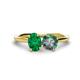 1 - Tanya Oval Shape Emerald & Cushion Shape Lab Created Alexandrite 2 Stone Duo Ring 