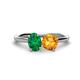 1 - Tanya Oval Shape Emerald & Cushion Shape Citrine 2 Stone Duo Ring 