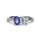 1 - Tanya Oval Shape Iolite & Cushion Shape GIA Certified Diamond 2 Stone Duo Ring 