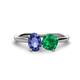 1 - Tanya Oval Shape Iolite & Cushion Shape Emerald 2 Stone Duo Ring 
