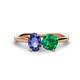 1 - Tanya Oval Shape Iolite & Cushion Shape Emerald 2 Stone Duo Ring 