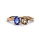 1 - Tanya Oval Shape Iolite & Cushion Shape Smoky Quartz 2 Stone Duo Ring 