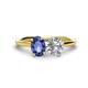 1 - Tanya Oval Shape Iolite & Cushion Shape GIA Certified Diamond 2 Stone Duo Ring 