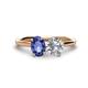 1 - Tanya Oval Shape Iolite & Cushion Shape Forever One Moissanite 2 Stone Duo Ring 