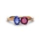 1 - Tanya Oval Shape Iolite & Cushion Shape Rhodolite Garnet 2 Stone Duo Ring 