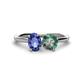 1 - Tanya Oval Shape Iolite & Cushion Shape Lab Created Alexandrite 2 Stone Duo Ring 