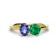 1 - Tanya Oval Shape Iolite & Cushion Shape Emerald 2 Stone Duo Ring 